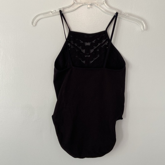 NWOT Free People Solstice Bodysuit Top Seamless High Neck Black Laser Cut Sz M - Picture 5 of 7